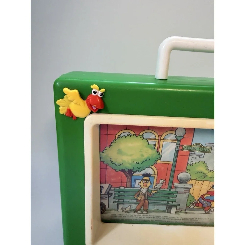 Vintage 1988 Sesame Street Toy Working TV Wind Up Music Box Big Bird 80s Baby